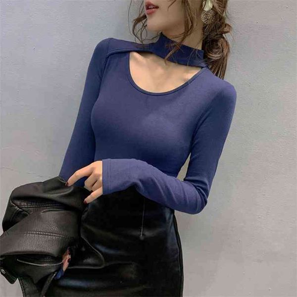 

women's long-sleeved t-shirt half turtleneck butterfly sleeve solid slim t-shirts bottoming shirt female tees women pl019 210506, White