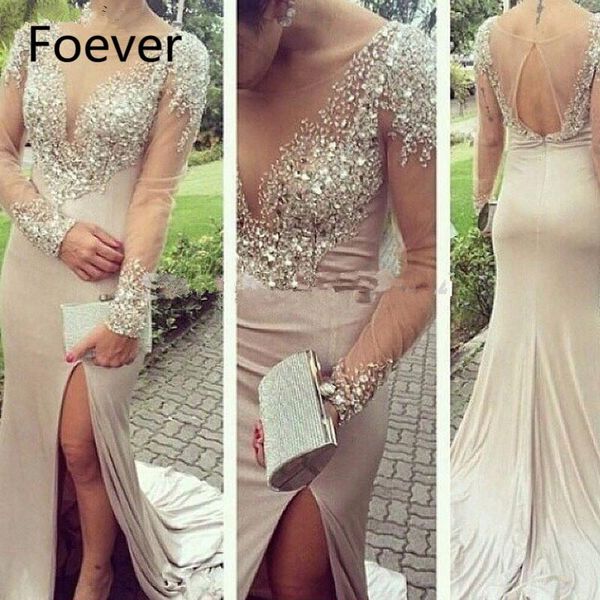 

party dresses illusion crystal long evening high slit backless gown mother 2021 vestido de festa longo, White;black