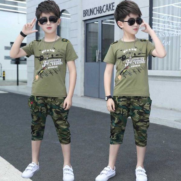 Baby Boys Camuflagem Roupas Conjuntos 3-13t Kids Verão Camiseta + Shorts 2pcs / Set Exército Fato para Meninos Esporte Roupas Crianças Camisa X0802