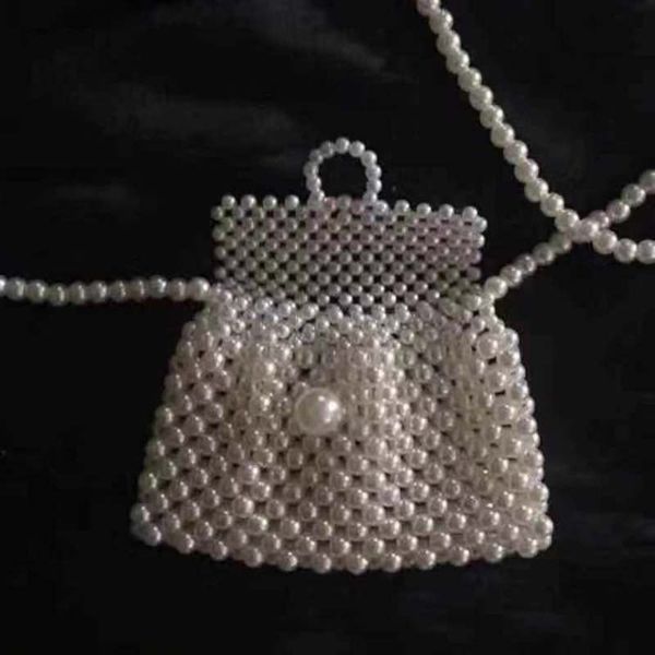 

Pearl Pure Handmade Beaded Small Rope Messenger Lady's Waist Direct Decoration Bag