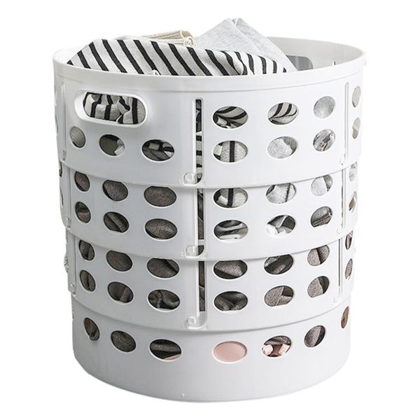 

laundry storage & organization clothes basket large capacity folding dirty breathable hollow plastic containing bucket