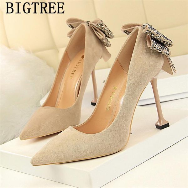 

bigtree shoes rhinestone heels crystal pointed toe high stiletto pumps women wedding sapatos feminino dress, Black