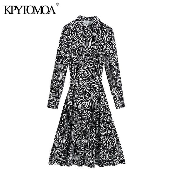 

women chic fashion with belt animal print midi shirt dress vintage puff sleeve button-up female dresses vestidos 210416, Black;gray