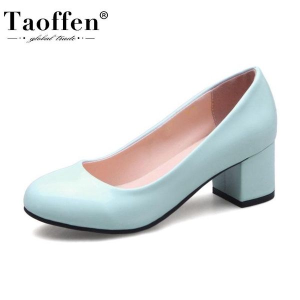 

dress shoes taoffen 6 color size 32-46 office women pumps round toe spring ladies party wedding footwear, Black