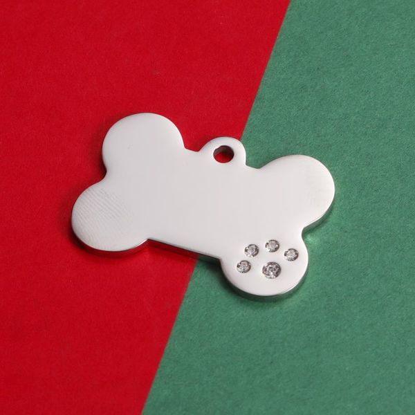 

other 5pcs 36*24mm blank dog bone rhinestone charms mirror polish stainless steel for diy making necklace pet keychain