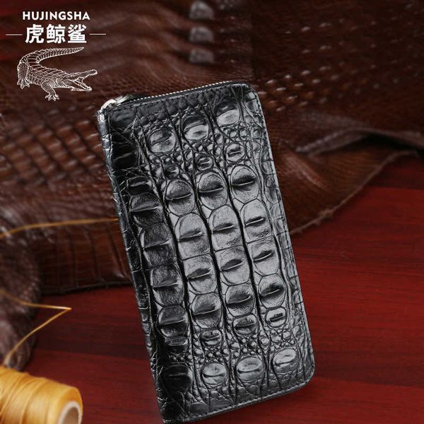 

2021 wallet men's leather handbag leisure business long zipper zero wallet, Black