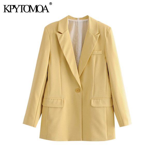 

women fashion office wear single button basic blazer coat vintage long sleeve pockets female outerwear chic 210416, White;black