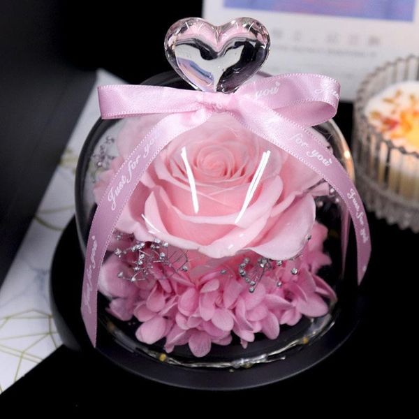 

decorative objects & figurines preserved flower rose in glass dome with lights eternal gift for valentine's day christmas mother's