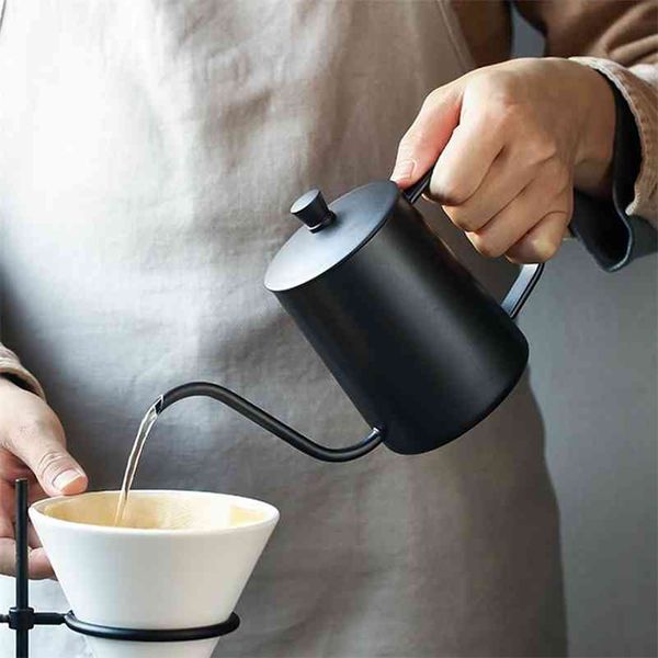 Gotejamento de gotejamento 350ml 600ml café de café não-vara alimento grau de aço inoxidável gooseneck gooseneck kettle cisne pescoço fino boca 210408