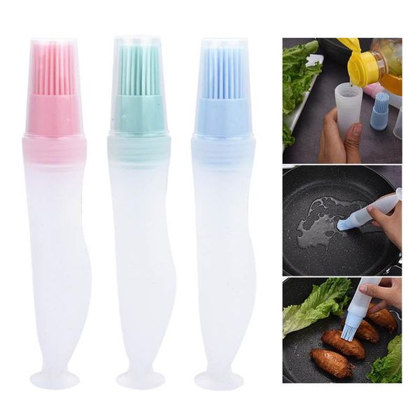 

tools & accessories oil bottle brush portable silicone bbq basting brushes baking temperature resistant kitchen gadgets