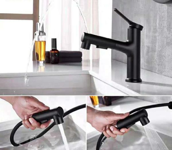 

black copper pull-out tap basin toilet washbasin table and cold bath accessory set