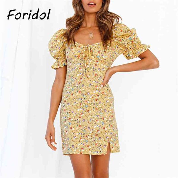 Fashion Floral Print Dress da donna Vestito da donna Taglio a maniche corte Mini Casual Boho Beach ES Vestido Feminino 210427