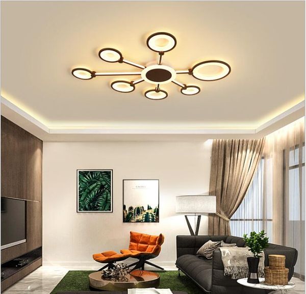 

chandeliers creative personality simple and modern led ceiling lamp coffee color bedroom living room nordic lamps