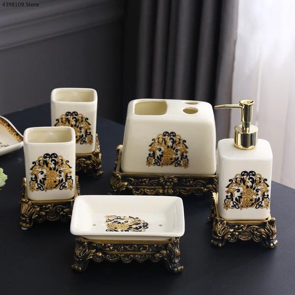 

nordic bathroom supplies ceramic ice cracked glaze soap dispenser toothbrush holder accessories toothpaste storage rack liquid