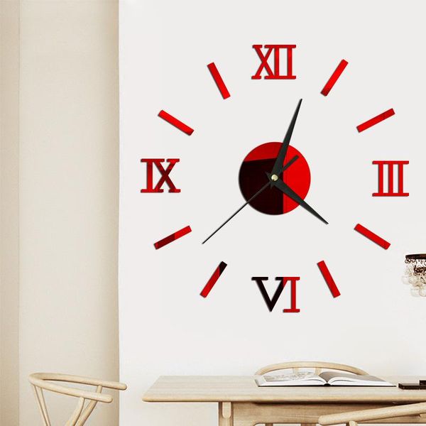 

modern diy interior roman wall clock 3d sticker home decor mirror effect room stickers clocks