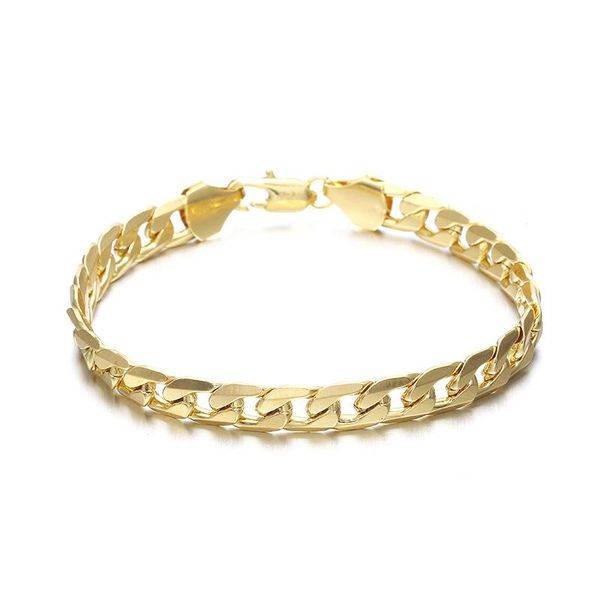 

charm bracelets trendy gold color for men 8mm figaro flat side rock punk mens party jewelry accessories gift, Golden;silver