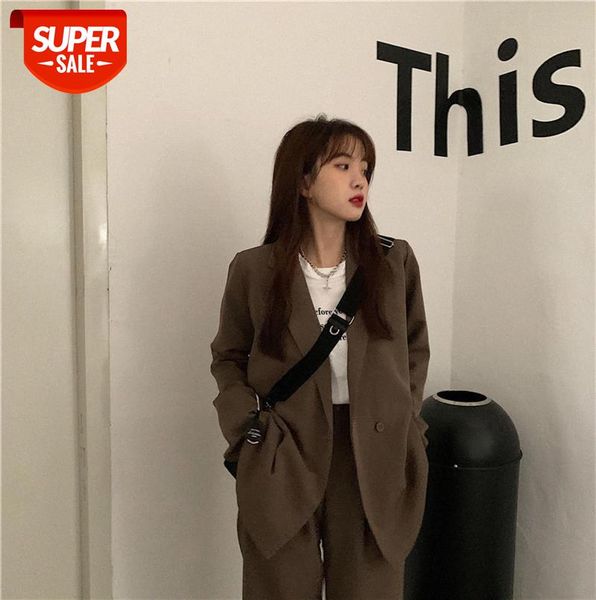

retro casual suit female korean fashion konishi jacket + trousers two-piece #gn41, Black