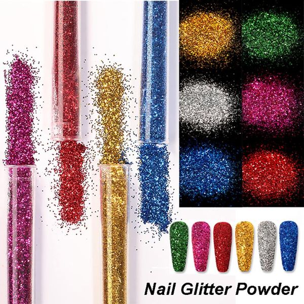 

nail glitter 6 pieces/set of gram test tube set sequins art color paint decoration, Silver;gold