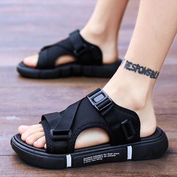 

sandals 2021 fashion summer man casual shoes breathable mesh male beach tenis masculino respirant eau krasovki, Black