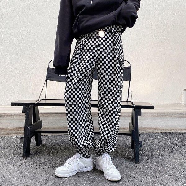 

men's pants wear 2021 autumn thicken woolen cloth cargo for couple elastic waist causal loose belt trousers male, Black