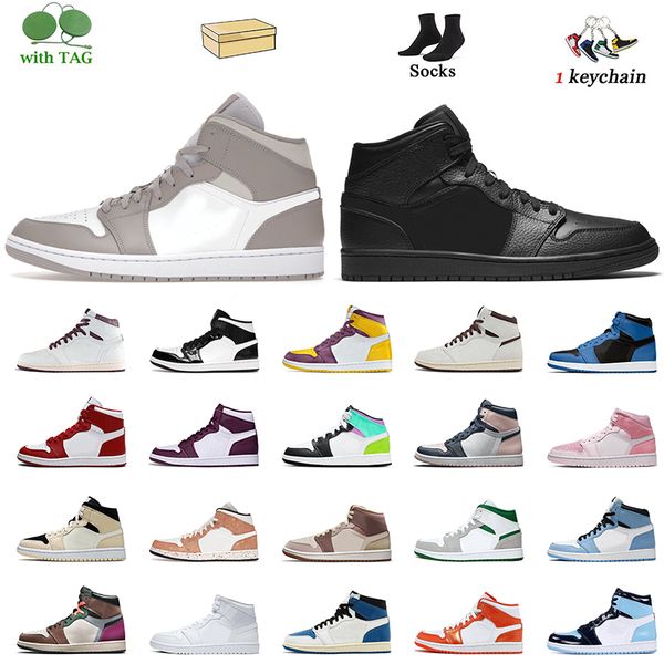 

1 high basketball shoes women mens jumpman 1s mid linen brotherhood university blue carbon fiber dark mocha a ma maniere bordeaux og trainer