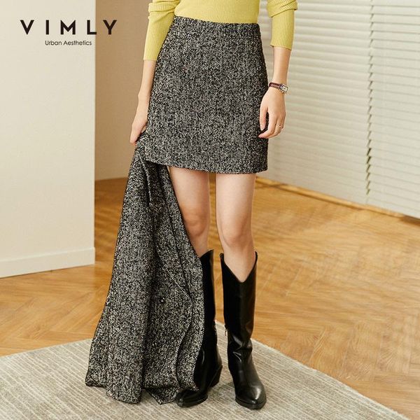 

skirts vimly winter skirt for women fashion high waist zipper a line mini office lady elegant femme jupes autumn bottoms f3920 rjz4, Black