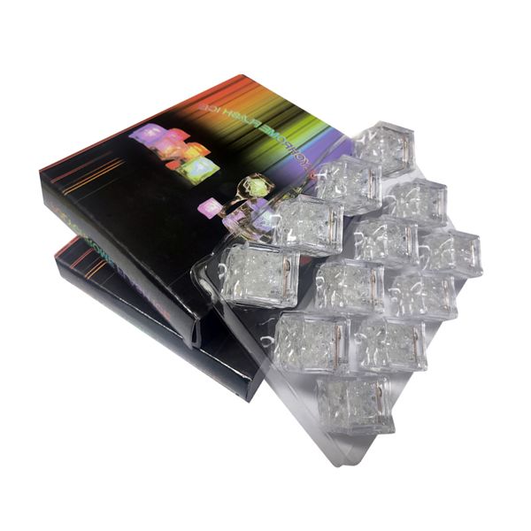 Ночные огни романтические романтические светодиодные кубики льда быстро медленная вспышка 7 Цвета с изменением Crystal Cube Party Свадебная вода-активность Light-Up USA Tock