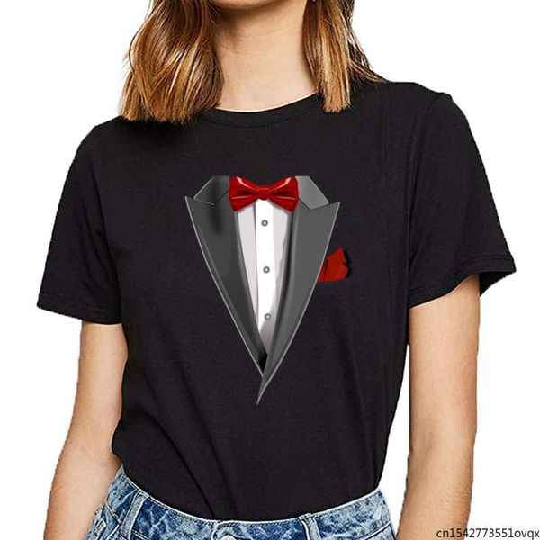 

women's t-shirt women tuxedo tie designs tux red harajuku short female tshirt vintage streetwear, White