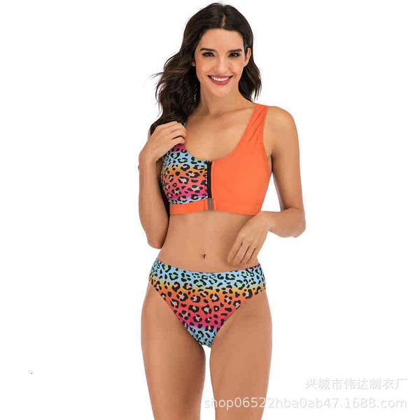 

2021 multicolor printed swimsuit split bikini, White;black