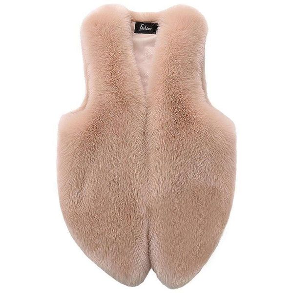 

women's fur & faux vest for autumn and winter style plush imitation rex short fashion korean waistcoat jacket wo, Black