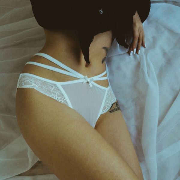 

bandage lace women's underwear ins milk silk transparent hollow out panties string mesh seamless briefs tanga, Black;white