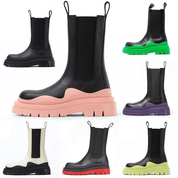 Großhandel Chelsea Chunky Frau Luxuriöse Stiefel Plattform Alle Schwarz Rosa Grün Gelb Roter Frauen Kontrastsohle Martin Booties