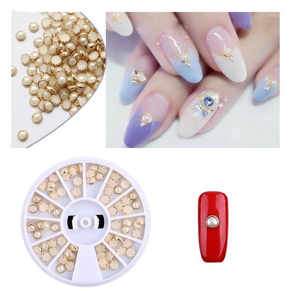 

4mm colorful metal edge glitter nail beads studs beauty charm art diy rhinestone nails glitter1, Silver;gold