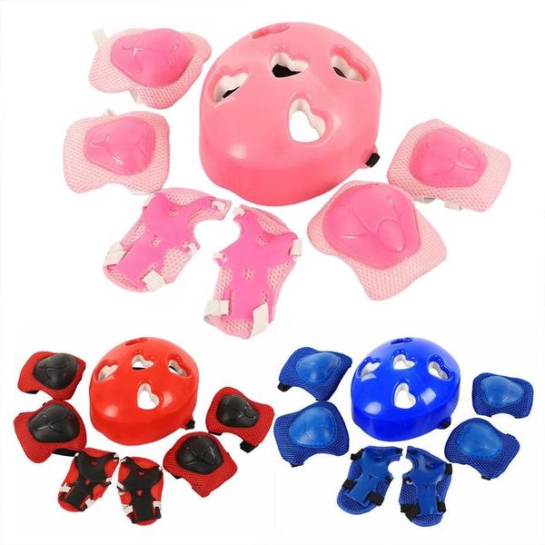 

elbow & knee pads 7pcs/set kids boy girl safety helmet pad sets children cycling skate bicycle protection guard, Black;gray