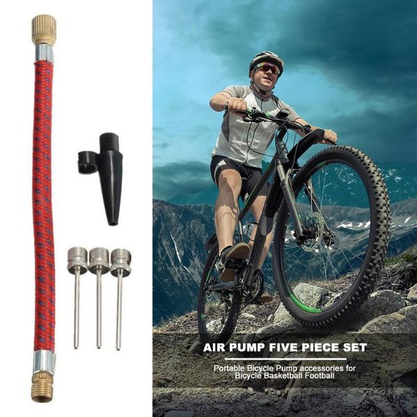 

bike pumps 5pcs/set lightweight bicycle ball pump hose swimming ring needles nozzle inflation joint pipe for basketball soccer