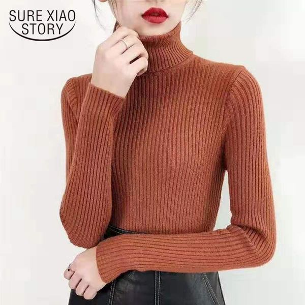 

women's sweaters full sleeve soft knitted lady office women sweater 2021 spring autumn winter solid turtleneck casual female pullover 6, White;black