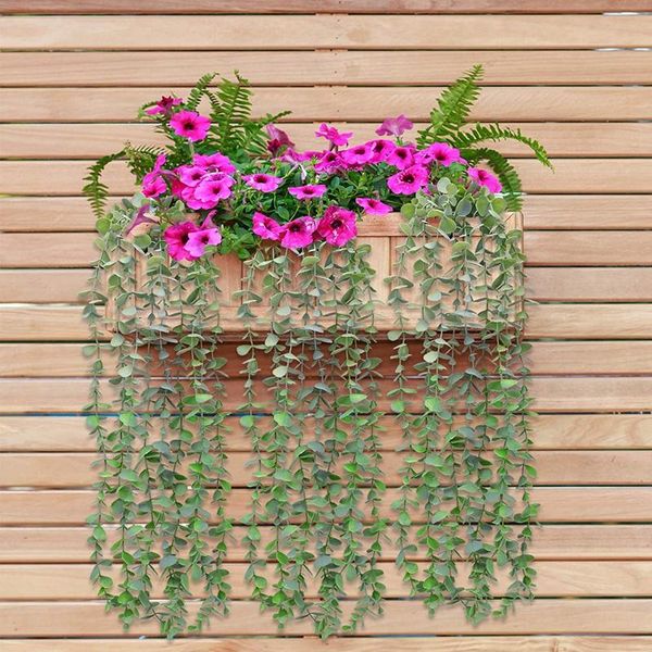 

decorative flowers & wreaths fake plants artificial eucalyptus potted hanging greenery 3 pack vines in pot for home indoor