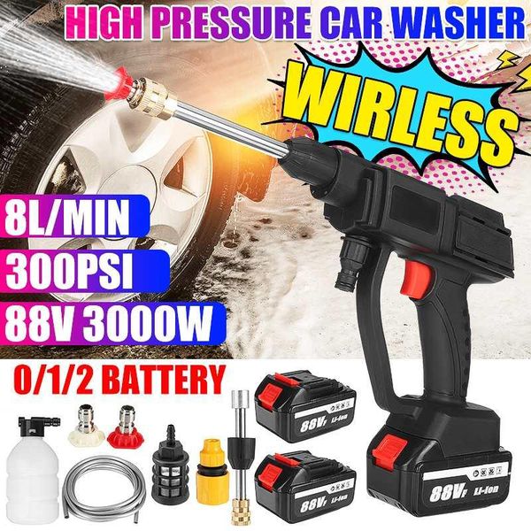 

car washer 3000w 88v cordless high pressure cleaner wash water gun portable foam with 2pcs battery