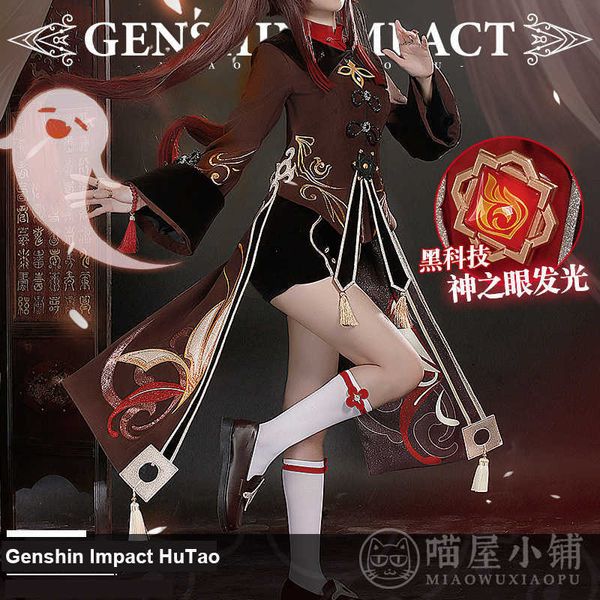 Anime Genshin Impact Hutao Costume Cosplay Gioco Vestito Uniforme Hu Tao Costumi di Halloween Per Le Donne 2021 Nuovo Y0903