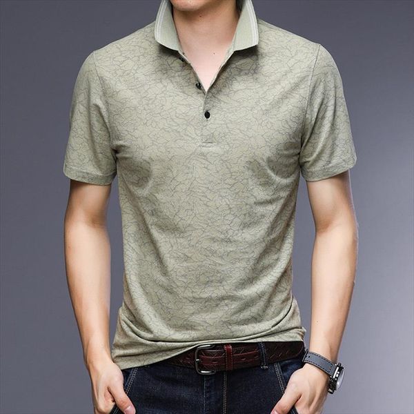 

ymwmhu fashion brand shirt men polos loose short sleeve crack printed summer casual for fit clothes, White;black