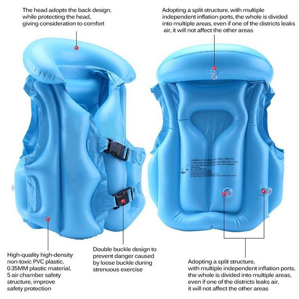 

life vest & buoy 2 colors summer children inflatable swimming safety swimsuit buoyancy boating drifting lifesaving waistcoat