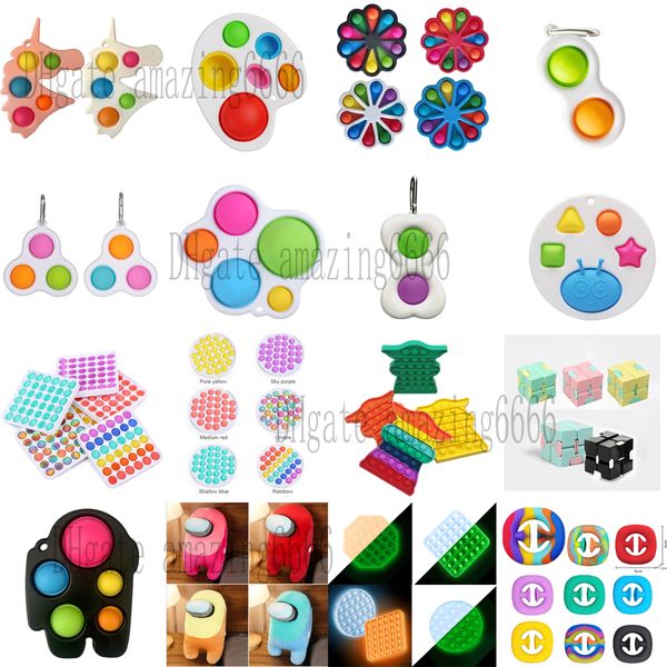 

unicorn butterfly flower shape push fidget bubble toys sensory simple dimple key ring finger toy keychain squeeze bubbles spinner large coll
