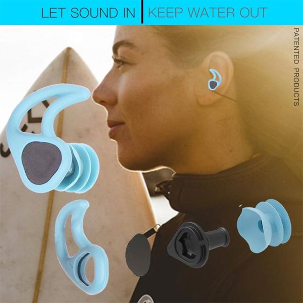 

nose clip 2021 innovation design swimming ear plugs soft silicone sound penetration waterproof dust-proof earplugs diving water surf swim