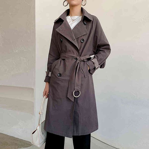 

wool in 2021 dual fashion breasted red brick trench outwear plus size women's rags wholesale d909, Black