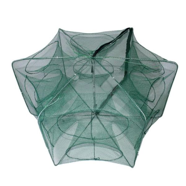 

folded hexagon octagon 6/8/12 holes fishing shrimp automatic trap net fish minnow crab baits cast mesh 2021 accessories