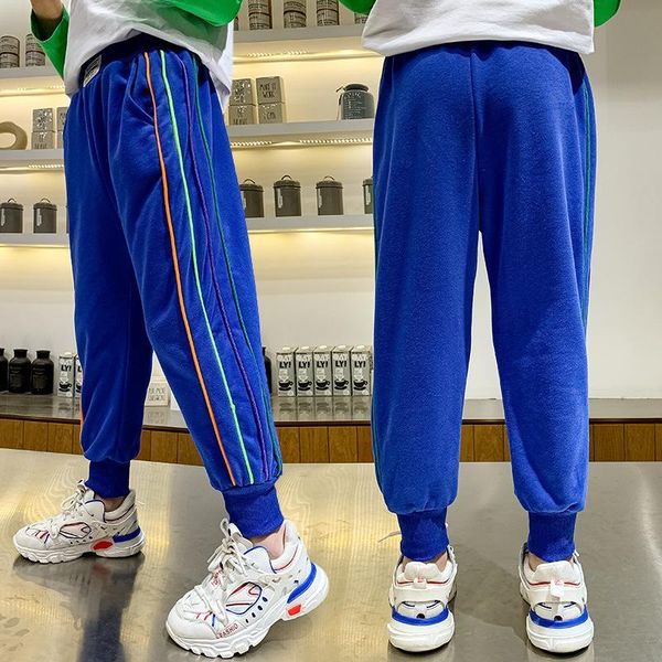 

trousers children sports pants boys blue spring autumn teenage kids casual elastic waist bottoms 6 8 10 12 years