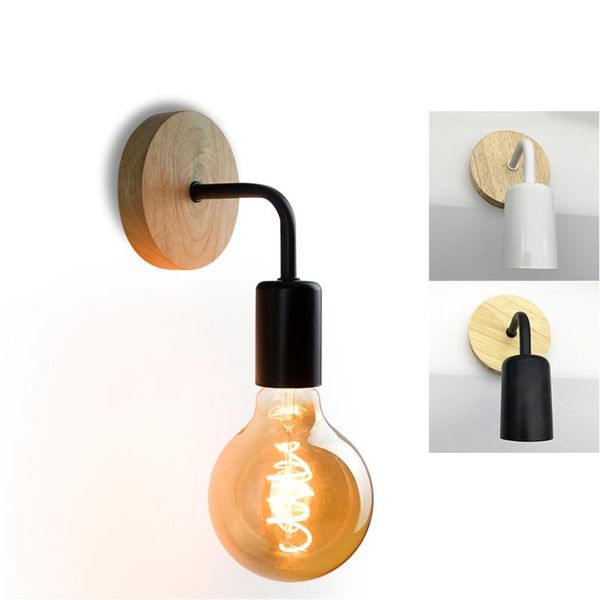 

wall lamp wood vintage rope e27 bulb 110v 220v bedside retro industrial decor dining room bedroom light lighting