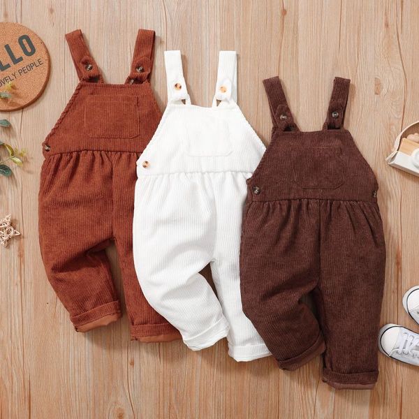 

jumpsuits focusnorm 1-5y autumn lovely baby girls boys overalls pants solid colors sleeveless pocket corduroy, Blue