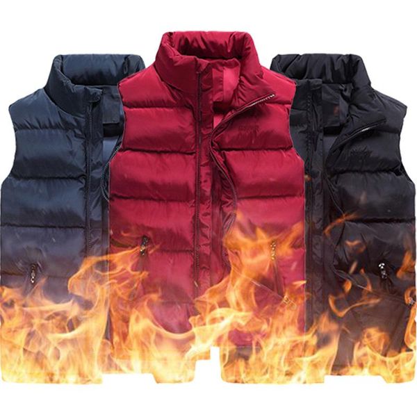 

men's vests qnpqyx fashion casual coats jackets mens vest jacket for men winter sleeveless cotton-padded waistcoat plus size, Black;white