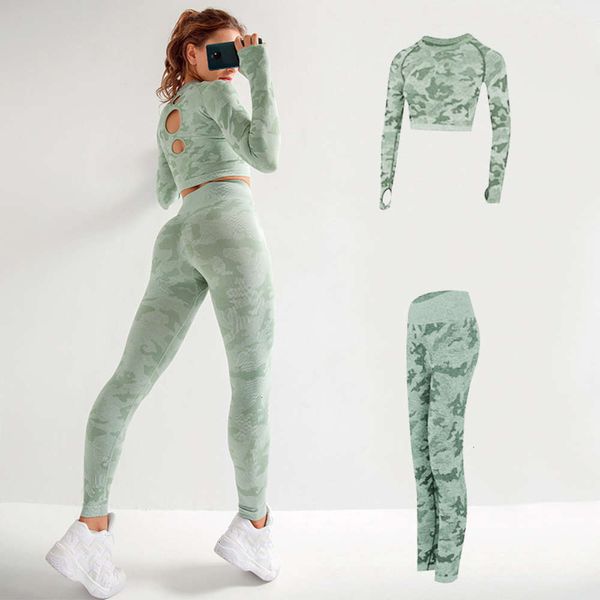 

women's tracksuits tracksuitscamouflage sports tights quick dry running yoga breathable hollow seamless suit vzc7, Gray